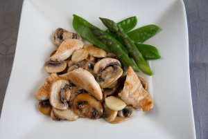 Recept online: Ku�e na �erven�m v�n�: Ku�ec� maso du�en� na �erven�m v�n� se slaninou, �alotkou,�ampiony a ko�en�m 